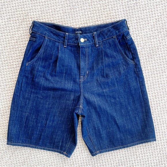 J.Crew Women’s Pleated Classic Blue Denim Women's Shorts - 9” ineam - Picture 2 of 9